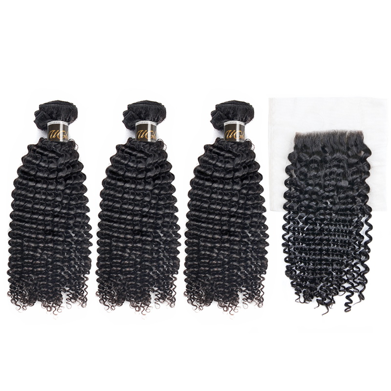 Uglam Virgin Hair Bundles With 4x4 Lace Closure Kinky Curly Sexy Formula